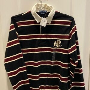 Ralph Lauren Polo Black & Burgundy 100% Cotton. NWT. Long Sleeve.